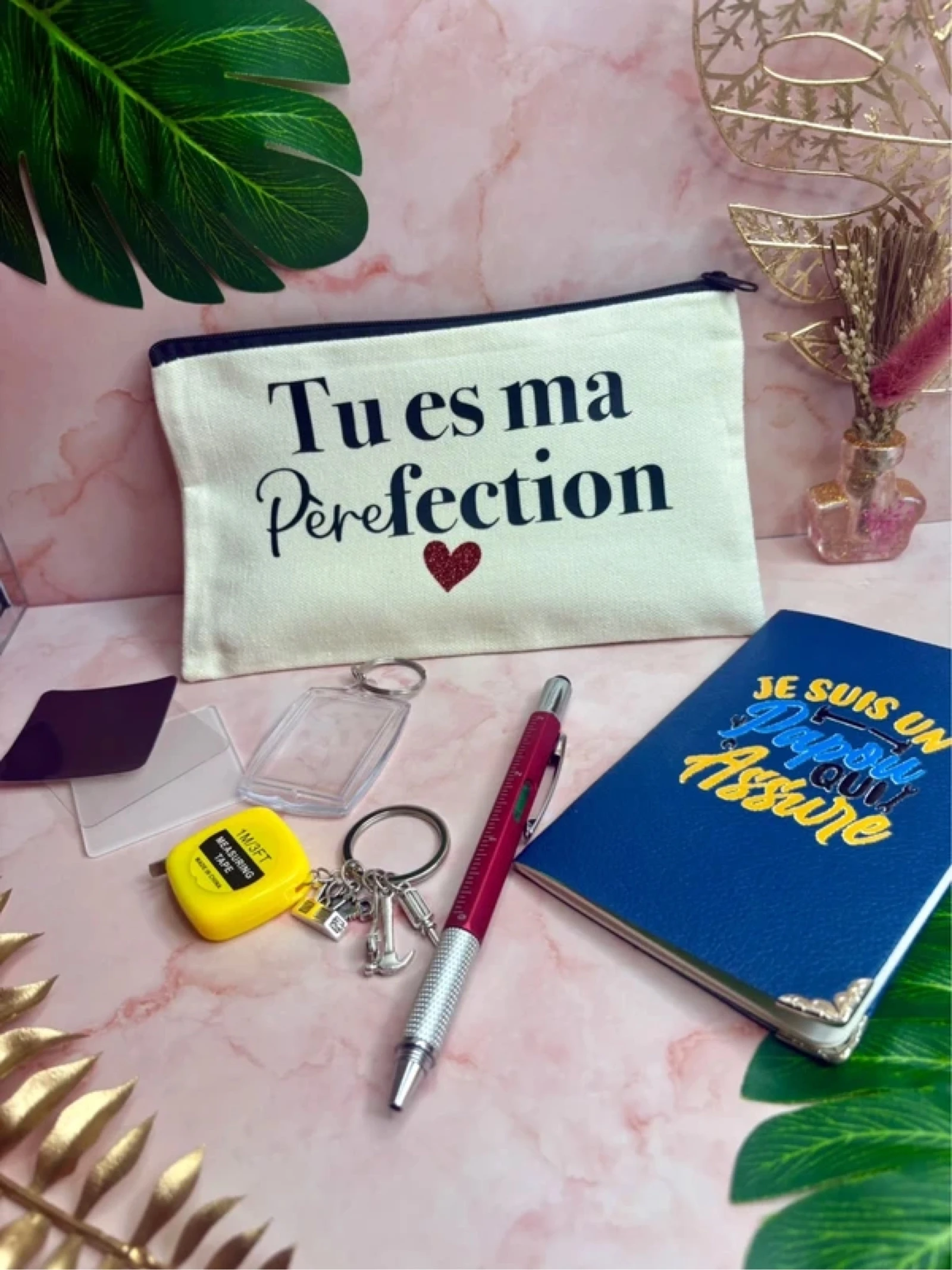 Coffret cadeau Fête des Pères – Pochette, carnet et accessoires personnalisables